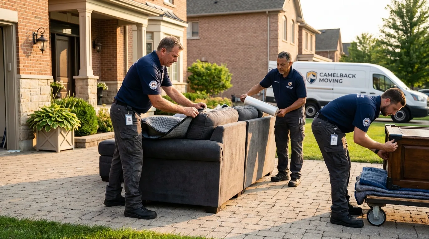 Large estate moving crew wrapping furniture in Bountiful, UT