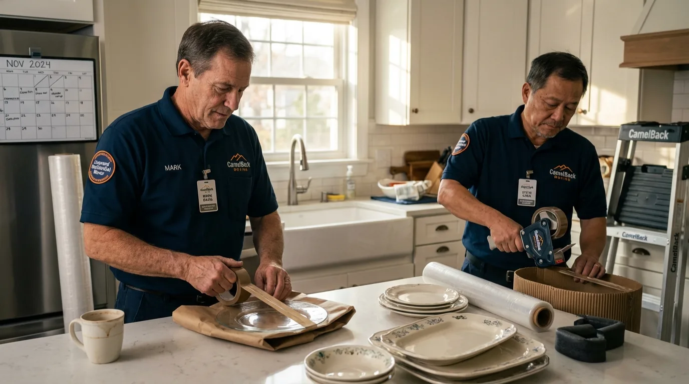 Professional crew packing kitchen dishware in Bountiful, UT